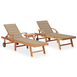 VidaXL 3073174 sedia da esterno Salone Seduta imbottita Acciaio galvanizzato, Teak Beige