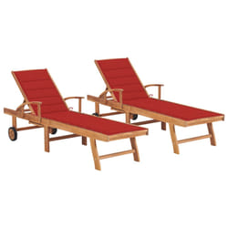 VidaXL 3073177 sedia da esterno Salone Seduta imbottita Acciaio galvanizzato, Teak Rosso
