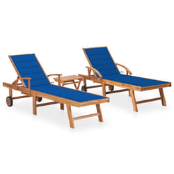 VidaXL 3073181 sedia da esterno Salone Seduta imbottita Acciaio galvanizzato, Teak Blu