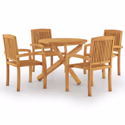 vidaXL Set da Pranzo per Giardino 5 pz in Legno Massello di Teak - Vista aggiuntiva 2