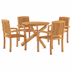 vidaXL Set da Pranzo per Giardino 5 pz in Legno Massello di Teak - Vista aggiuntiva 3