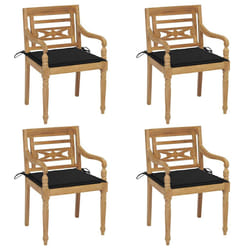 VidaXL 3073302 sedia da esterno Terrazzo Seduta imbottita Teak Nero
