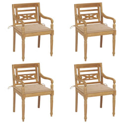 VidaXL 3073325 sedia da esterno Terrazzo Seduta imbottita Teak Beige