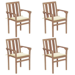 VidaXL 3073381 sedia da esterno Terrazzo Seduta imbottita Teak Crema