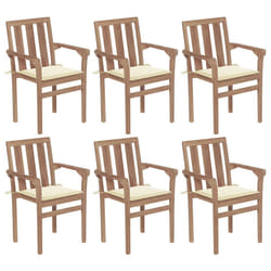 VidaXL 3073408 sedia da esterno Terrazzo Seduta imbottita Teak Crema