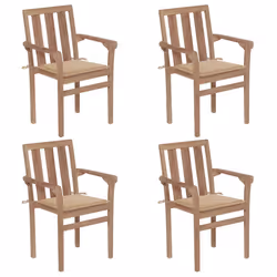 VidaXL 3073409, Terrazzo, Seduta imbottita, Teak, Beige, Poliestere, 580 mm