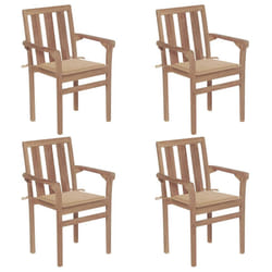 VidaXL 3073409 sedia da esterno Terrazzo Seduta imbottita Teak Beige