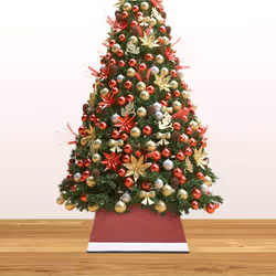vidaXL Gonna per Albero di Natale Rossa e Bianca 48x48x25 cm - Vista aggiuntiva 3