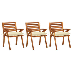 VidaXL 3075191 sedia da esterno Terrazzo Seduta imbottita Legno di acacia Crema, Bianco