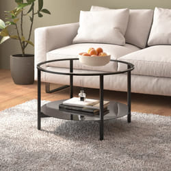 vidaXL Tavolino da Salotto Nero e Trasparente 70 cm in Vetro Temperato
