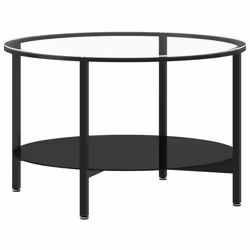 vidaXL Tavolino da Salotto Nero e Trasparente 70 cm in Vetro Temperato - Vista aggiuntiva 2