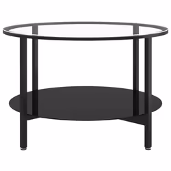 vidaXL Tavolino da Salotto Nero e Trasparente 70 cm in Vetro Temperato - Vista aggiuntiva 3