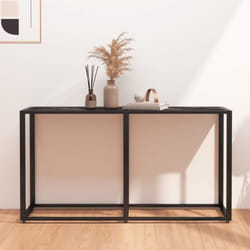 Tavolo Consolle, Tavolo da ingresso Nero Marmo 140x35x75, 5 cm in Vetro Temperato Vidaxl