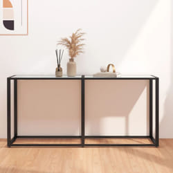 Tavolo Consolle Bianco Marmo 160x35x75,5 cm in Vetro Temperato Vidaxl 52761
