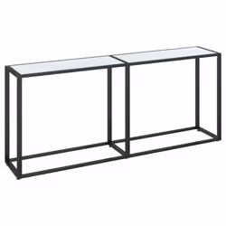 vidaXL Tavolo Consolle Bianco Marmo 180x35x75,5 cm in Vetro Temperato - Vista aggiuntiva 2