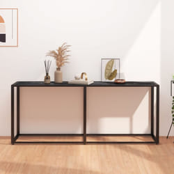 Tavolo Consolle Marmo Nero 180x35x75,5 cm in Vetro Temperato Vidaxl 35418