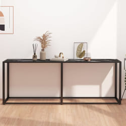 Tavolo Consolle Marmo Nero 180x35x75,5 cm in Vetro Temperato Vidaxl 32011