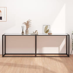 Tavolo Consolle, Tavolo da ingresso Marmo Bianco 220x35x75, 5 cm in Vetro Temperato Vidaxl