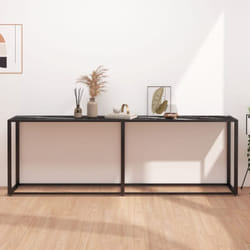 Tavolo Consolle Marmo Nero 220x35x75,5 cm in Vetro Temperato Vidaxl