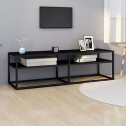 Mobile Porta tv, Mobili tv Nero 140x40x40, 5 cm in Vetro Temperato Vidaxl