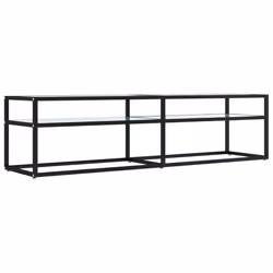 vidaXL Mobile Porta TV Marmo Bianco 160x40x40,5 cm in Vetro Temperato - Vista aggiuntiva 2