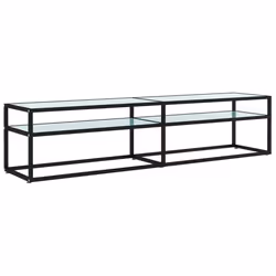 vidaXL Mobile Porta TV Marmo Bianco 180x40x40,5 cm in Vetro Temperato - Vista aggiuntiva 2