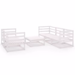 vidaXL Set Divani da Giardino 6 pz Bianco in Legno Massello di Pino - Vista aggiuntiva 2