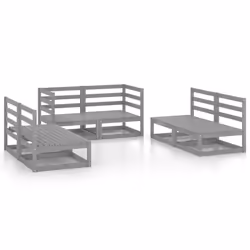 vidaXL Set Divani da Giardino 6 pz Grigio in Legno Massello di Pino - Vista aggiuntiva 2