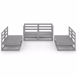 vidaXL Set Divani da Giardino 6 pz Grigio in Legno Massello di Pino - Vista aggiuntiva 3