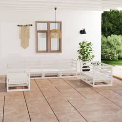 vidaXL Set Divani da Giardino 7 pz Bianco in Legno Massello di Pino