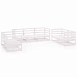 vidaXL Set Divani da Giardino 7 pz Bianco in Legno Massello di Pino - Vista aggiuntiva 2