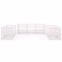 vidaXL Set Divani da Giardino 7 pz Bianco in Legno Massello di Pino - Vista aggiuntiva 3