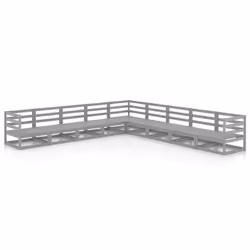 vidaXL Set Divani da Giardino 9 pz Grigi in Legno Massello di Pino - Vista aggiuntiva 2