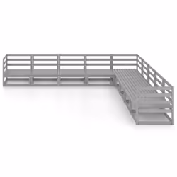 vidaXL Set Divani da Giardino 9 pz Grigi in Legno Massello di Pino - Vista aggiuntiva 3