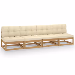 Divano da Giardino a 4 Posti con Cuscini Legno Massello di Pinocod mxl 72836