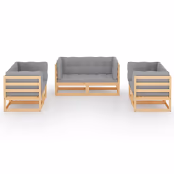 vidaXL Set Divani da Giardino 6 pz con Cuscini Legno Massello Pino - Vista aggiuntiva 3