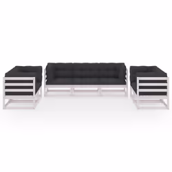 vidaXL Set Divani da Giardino 7 pz con Cuscini Legno Massello di Pino - Vista aggiuntiva 3