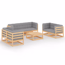 vidaXL Set Divani da Giardino 8 pz con Cuscini Legno Massello di Pino - Vista aggiuntiva 2