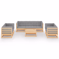vidaXL Set Divani da Giardino 8 pz con Cuscini Legno Massello di Pino - Vista aggiuntiva 3