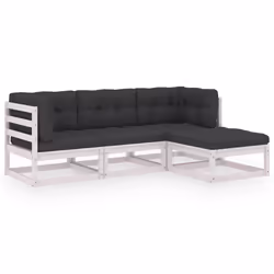 vidaXL Set Divani da Giardino 4 pz con Cuscini Legno Massello Pino - Vista aggiuntiva 2