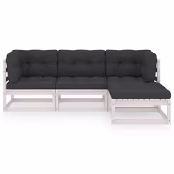 vidaXL Set Divani da Giardino 4 pz con Cuscini Legno Massello Pino - Vista aggiuntiva 3
