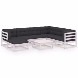 vidaXL Set Salotto Giardino 8 pz Cuscini Antracite Legno Massello Pino - Vista aggiuntiva 2