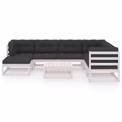 vidaXL Set Salotto Giardino 8 pz Cuscini Antracite Legno Massello Pino - Vista aggiuntiva 3