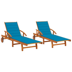 VidaXL 3077334 sedia da esterno Terrazzo Seduta imbottita Legno di acacia Blu