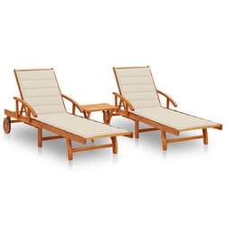 VidaXL 3077347 sedia da esterno Terrazzo Seduta imbottita Legno di acacia Crema