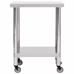 Tavolo da Lavoro Cucina con Ruote 80x30x85 cm in Acciaio Inoxcod mxl 80674 - Vista aggiuntiva 3