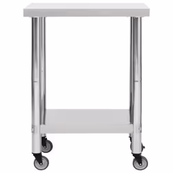 Tavolo da Lavoro Cucina con Ruote 80x45x85 cm in Acciaio Inoxcod mxl 103020 - Vista aggiuntiva 3