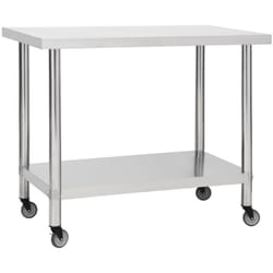 Vidaxl - Tavolo da Lavoro Cucina con Ruote 100x30x85 cm in Acciaio Inox