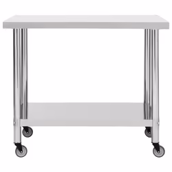Tavolo da Lavoro Cucina con Ruote 100x60x85 cm in Acciaio Inoxcod mxl 121025 - Vista aggiuntiva 3