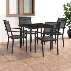 5 pz Set da Pranzo da Giardino, Set tavolo e sedie da giardino in Acciaio vidaXL